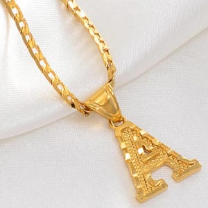 Personalized Letter Necklace Custom Initial Cuban Chain Necklace Men Gold Steel Letter Initial Necklace Stylish Copper Letter Pendant Gift