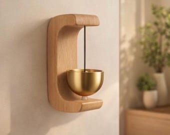 Japanische Holz-Windglocke | Minimalistische Wanddekoration | Zen-Wohndekoration | Modernes Interieur | Hängende Holzglocke | Geschenkidee