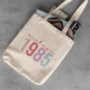 40th Birthday Gift 1985 Tote Bag for Women, Retro Shoulder Bag, 40th Birthday Party Favor, Born in 1985 Gift