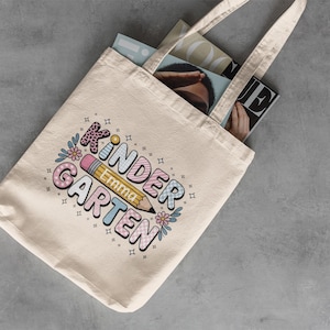 Personalized Retro Rainbow Kids Tote Bag: Custom Name, School Book Bag