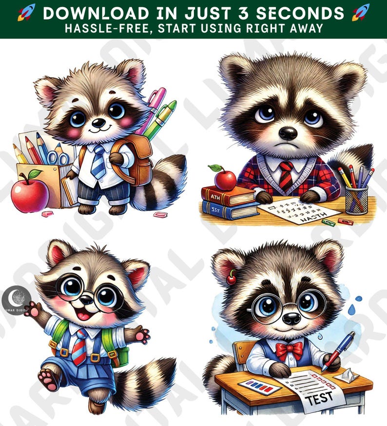 Kid Crew Raccon 20+ Raccoon School Png Bundle, Funny School Png, Teacher Crew Png ...