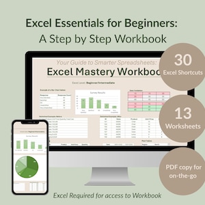 Excel Essentials for Beginners: A Step by Step Workbook (Digital Download)
