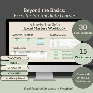 Beyond the Basics: Excel for Intermediate Learners - A Step by Step Workbook (Digital Download)