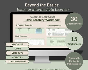 Beyond the Basics: Excel for Intermediate Learners - A Step by Step Workbook (Digital Download)