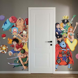 Adesivo da parete rimovibile One Piece, adesivo da parete manga giapponese, adesivo da parete Sanji, carta da parati Monkey D. Luffy per la decorazione della cameretta dei bambini.