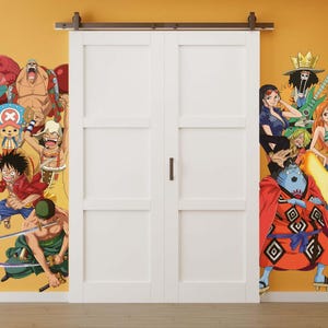 Adesivo da parete staccabile One Piece, adesivo da parete manga giapponese Sanji, carta da parati Monkey D. Luffy per la decorazione della cameretta dei bambini.