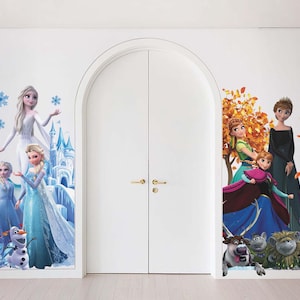 Frame Decal Frozen Wall Decal Elsa Wall Sticker Anna Wall Mural Snow Queen Princess Wallpaper For Girl Room Kid Room Nursery Room Decor