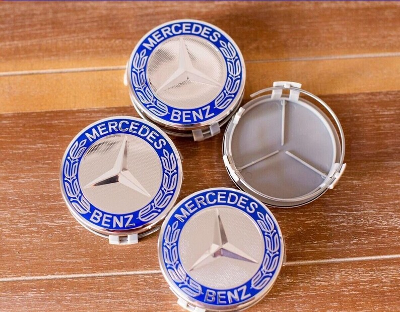 4x for Mercedes-benz Blue Wheel Center Hub Caps Emblem Hubcaps Set 75mm ...