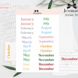 Maandplanner stickers voor studenten, Planner stickers voor bedrijven, Maand teller sticker, Stickers voor school, Stickers voor planners