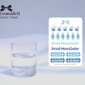 Beba más agua hoja de pegatinas de recordatorio, Pegatinas para niños, Pegatinas para botella de agua, Pegatinas impermeables para botella de agua, pegatina