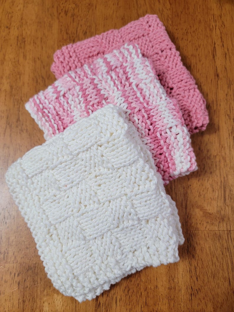Vintage Style Handknit Cotton Cloths for Bath or Kitchen Sets of 3 - Etsy
