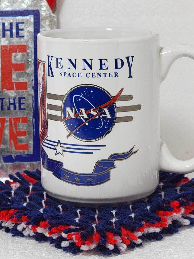 Vintage Kennedy Space Center NASA Apollo Mugs & 2 RWB Coasters - Etsy