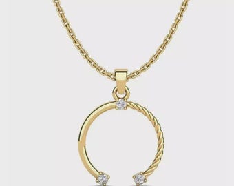 14K Gold Diamond Circle Pendant Necklace: Elegant Minimalist Jewelry