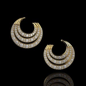 Gold Diamond Moon Earrings – Dainty 14K Gold Crescent Moon Studs with Real Diamonds, Celestial Jewelry Gift for Her