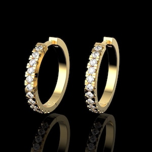 Gold Diamond Hoop Earrings – Dainty 14K Gold Hoops with Real Diamonds, Minimalist Everyday Earrings, Gift for Her
