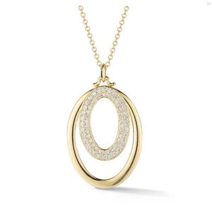 Dainty 14K Gold Double Oval Diamond Pendant Necklace (0.49 CTW