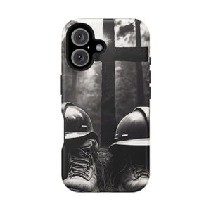 Firefighter Memorial Magnetic Tough Case for iPhone, Thin Red Line Firefighter Gift, Firefighter Phone Cover, First Responder iPhone Case,