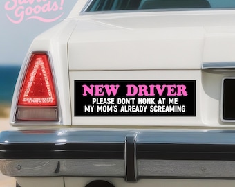 New Driver: Please Don't Honk|Funny Car Sticker and Magnet|Waterproof Premium Quality|Vinyl Sticker|New Driver Gift|Artwork for Vehicle