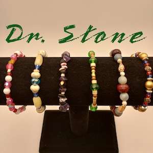 Anime Bracelets||Dr. STONE||Senku, Gen, Tsukasa, Ryusui, Kohaku, Xeno, Stanley||Shonen Apparel||Anime Gift Ideas||Jewelry For Anime Fans