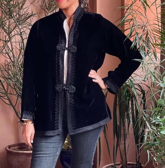 Moroccan Velvet Jacket | Handmade Embroidered Caftan | Boho Luxury Coat | Ethnic Outerwear