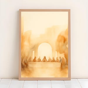 The Last Supper Watercolor Print: Minimalist Christian Art (Digital Download)