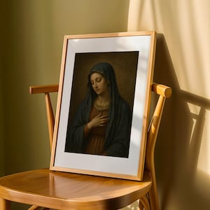Photorealistic Virgin Mary Wall Art | Renaissance Catholic Home Decor | Blessed Mother Mary Portrait Print