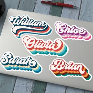 Custom Stickers Retro Name Decal Vintage 70s Personalized Gifts Waterproof Vinyl Stickers
