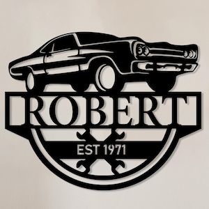 Custom Metal Car Sign, Garage Wall Hanging, Father&#39;s Day Gift, Classic Car Decor, Car Shop Decor, Automotive Decor, Gift For Car Enthusiasts
