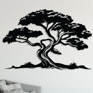 Oversize Outdoor Tree Metal Decor, Bonsai Tree Wall Art, Tree of Life Wall Decor, Large Home Decor,Weatherproof Sign Gift,Boho Zen Style Art