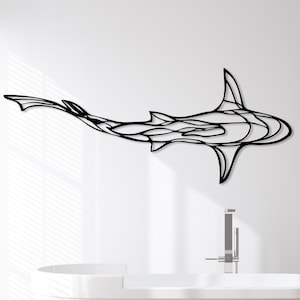 Shark Metal Wall Art, Whale Shark Fish Metal Wall Decor, Beach House Art, Coastal Living Room, Sea Lover Gift, Oversize Office Wall Hanging