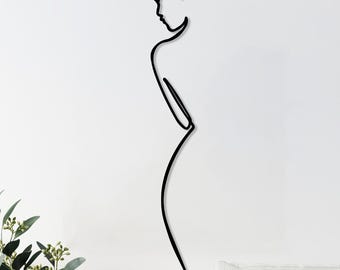Minimalist Female Body Metal Wall Art, Modern Home Decor, Bedroom Gift For Her, Abstract Woman Art, Woman Line Art,Black Vertical Wall Decor