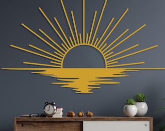 Gold Sun Sparkle Metal Wall Art, Sunset Wall Decor, Sunshine Metal Gift, Outdoor Sunrise View Decor, Metal Yard Art, Home Gift, Sun Ornament