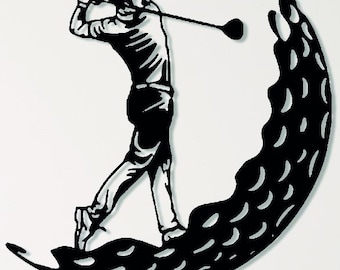 Arte de pared de metal de golf, letrero de metal de palo de golf, regalo para amantes del golf, colgante de pared para exteriores, regalo para el Día del Padre, decoración de cueva de golfista, regalo para jugador de golf