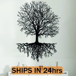 Tree of Life Metal Wall Art, Tree Decor With Roots, Nature Inspired Wall Hanging, Rustic Home Decor, Outdoor Decor,Porch Sign,Large Wall Art