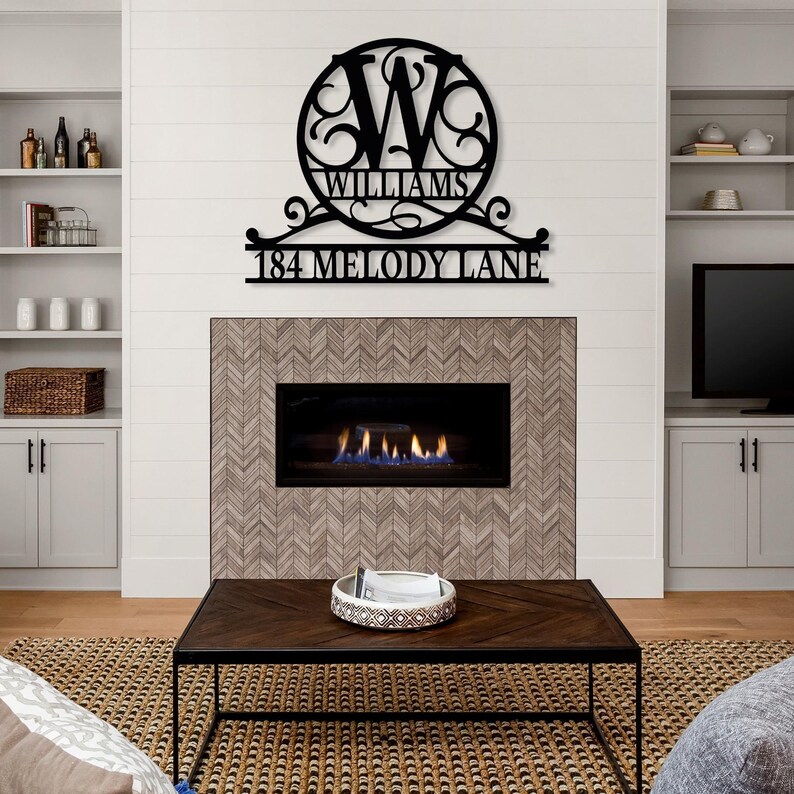 Personalized Elegant Monogram Address Sign, Weatherproof Metal Outdoor ...