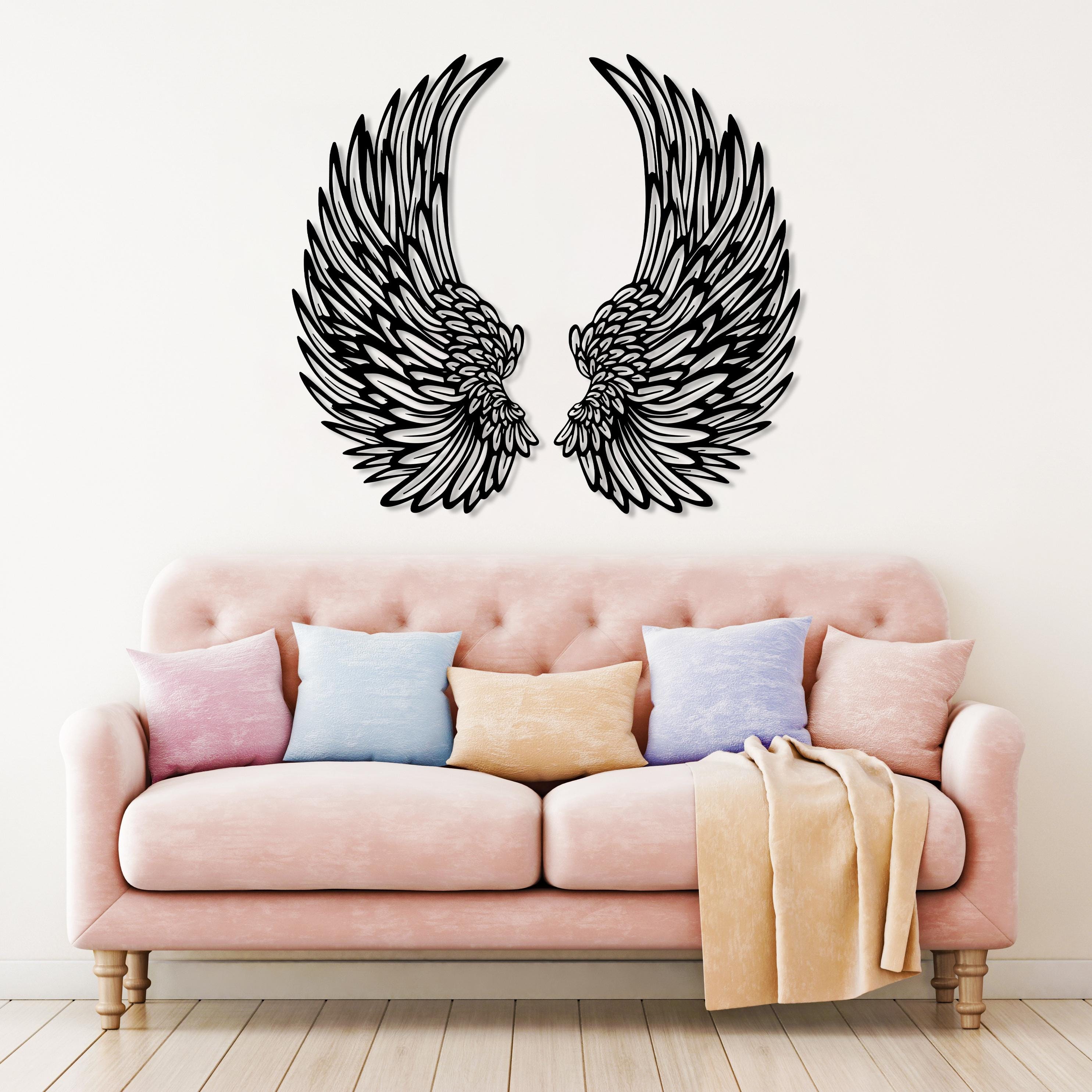 Angel Wings Wall Art, Large Metal Wall Decor, Large Angel Wings Living ...