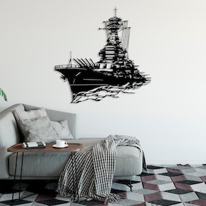 WWII Kriegsschiff-Zerstörer Metallwanddekor, handgemachte Kriegsschiff-Stahlkunst, US Navy Schiffsdekorgeschenk, Geschenk für Geschichtsliebhaber, Schlachtschiffkunst