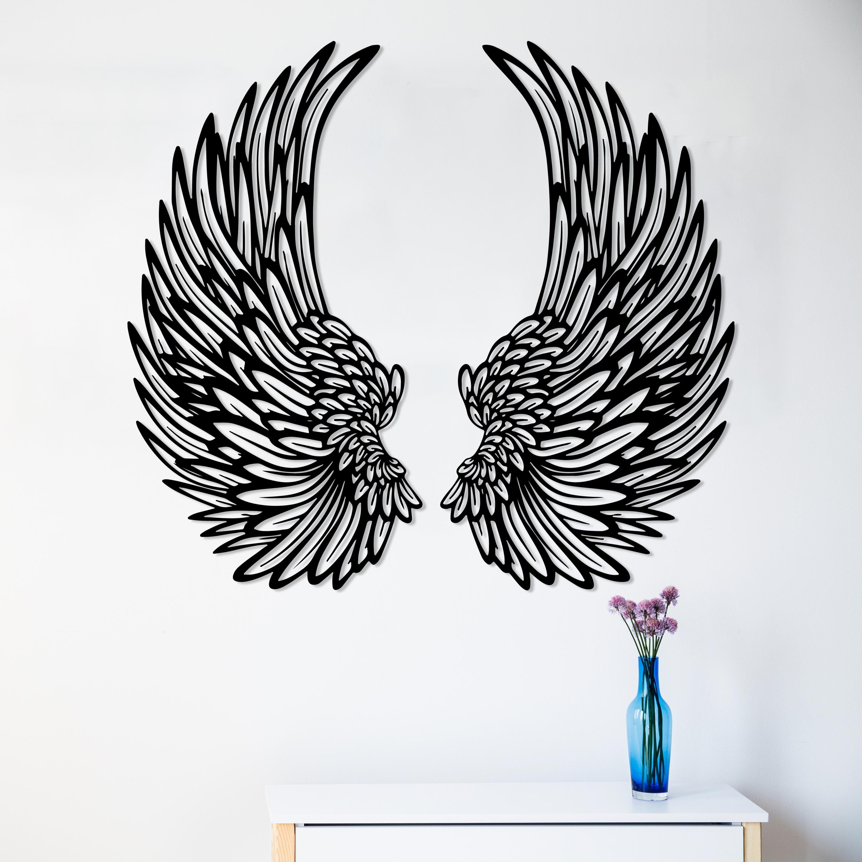 Angel Wings Wall Art, Large Metal Wall Decor, Large Angel Wings Living Room, Boho Aesthetic Art, Spiritual Home Hanging, Mothers Day Gift