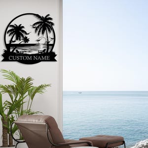 engraved palm tree paradise home décor gift