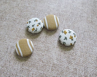 Fall Fabric Button Magnet set,  Floral Fabric Buttons,  Striped Fabric Buttons
