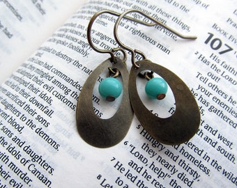 Framed vintage turquoise earrings