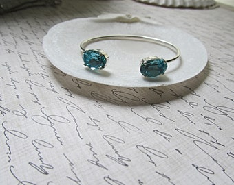 Light Turquoise Oval Swarovski Crystal Cuff bracelet