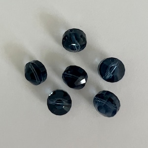 Vintage Swarovski Montana Blue 10mm Crystal Bead Coin/Aspirin, Tablet Shape Art. #5101 Made in Austria 1980&#39;s Authentic