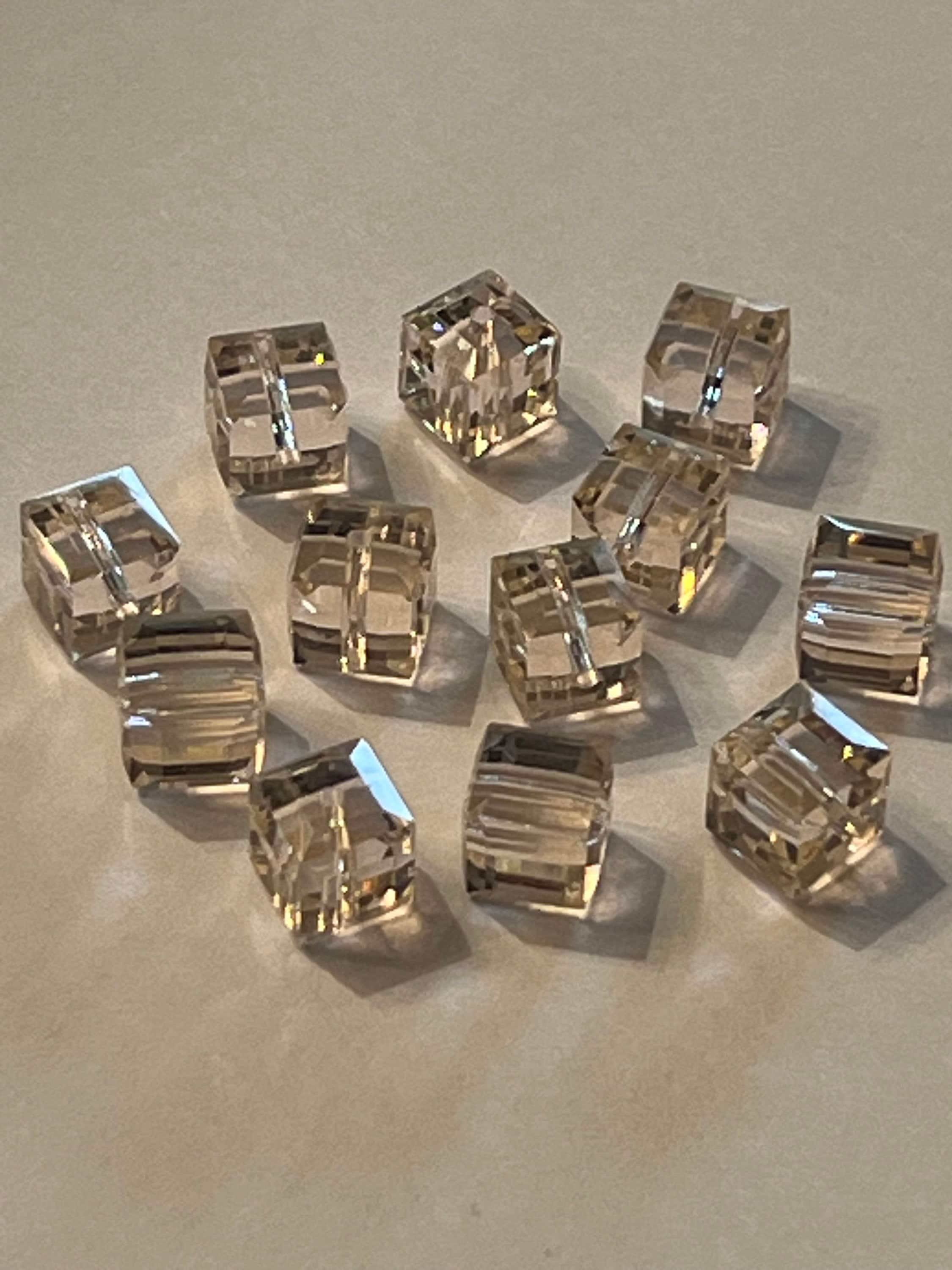 Vint Swarovski 6mm Silk Crystal Cube Bead  #5601 Center Drilled Each Bead is 2.35