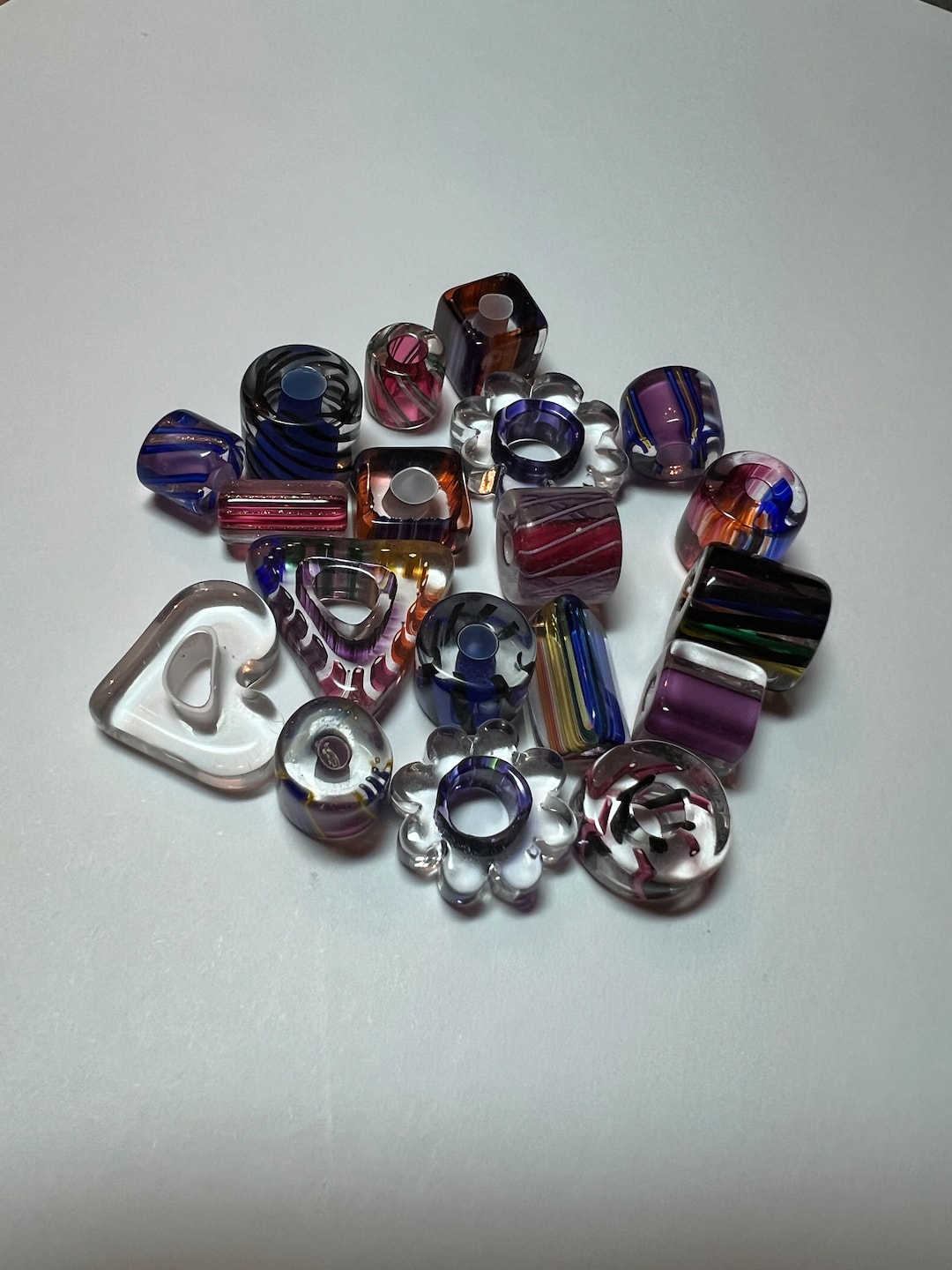 Cane Glass Beads by David Christensen 7 Assortment of Shapes Etsy