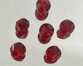 Vint Swarovski Siam 12mm or 8mm Red Coin Shape Crystal Bead Siam Deep Red Color Swarovski #5101 Made in 1980s