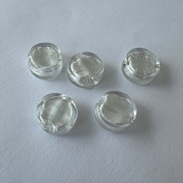 12mm Venetian Glass Crystal Silver Color Nickel Shaped Murano Glass 12mm x 5mm Thick With 2mm Hole Sold Separately 2.45