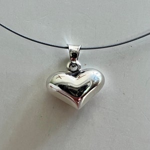 Heart Shaped Puffy Sterling Silver Charm 13mm x 11mm x 6mm Thick With Bail 5mm Opening Hollow Love Charm 3D Heart Shape 6.00 Each