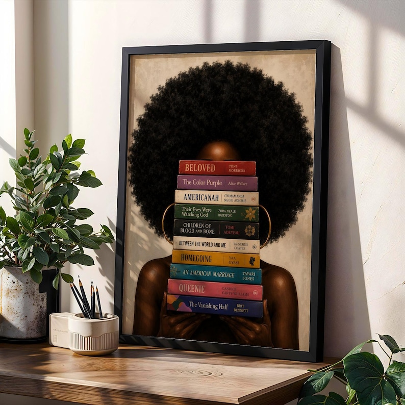 Afrocentric Woman Art Print: Black Authors Literary Boho Wall Decor image 2