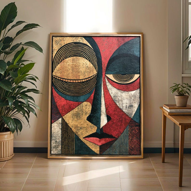 Abstract African Face Wall Art Print | Bold Cubist Portrait Poster | Black Culture Empowerment Home Decor